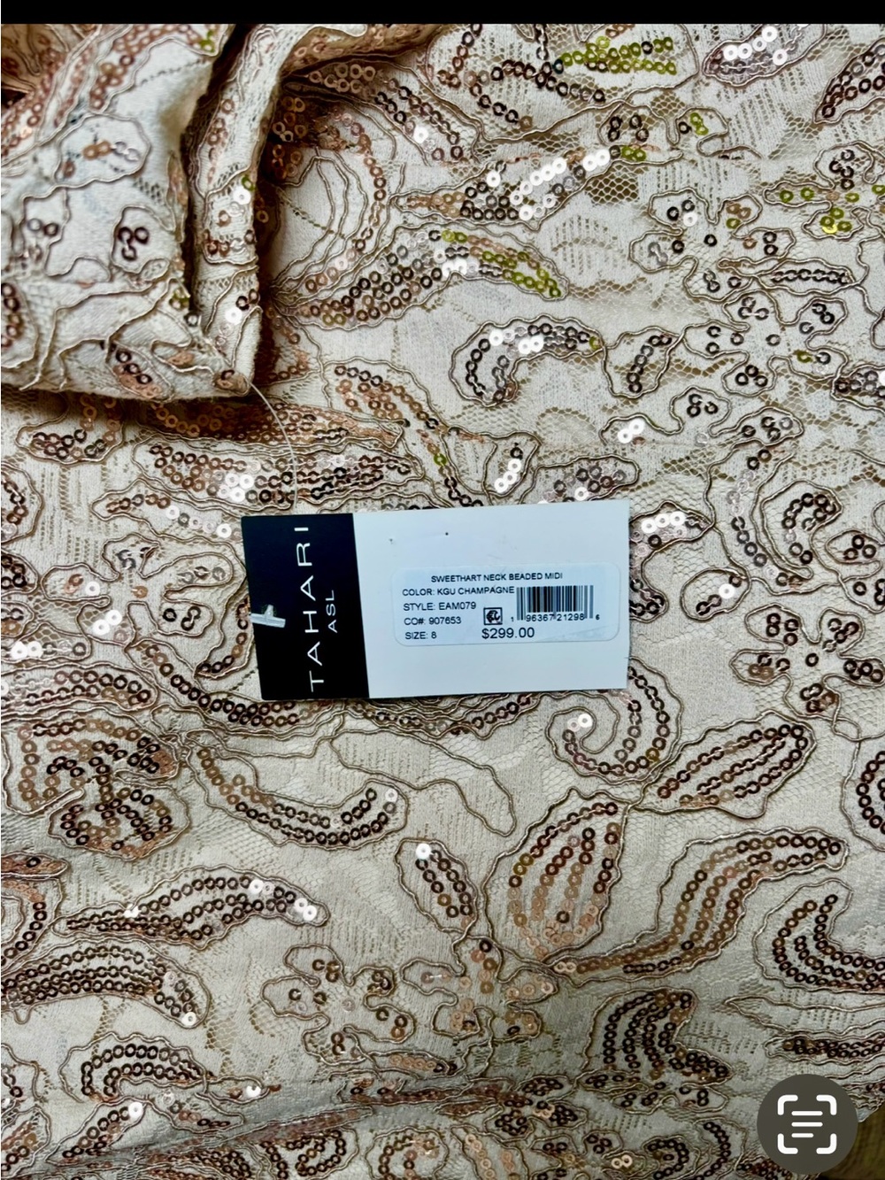 NWT Tahari ASL Embellished Sequin Midi Dress 8 - Picture 4 of 6
